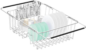 Fanbsy large dish drainer over-sink extended for versatile drying.