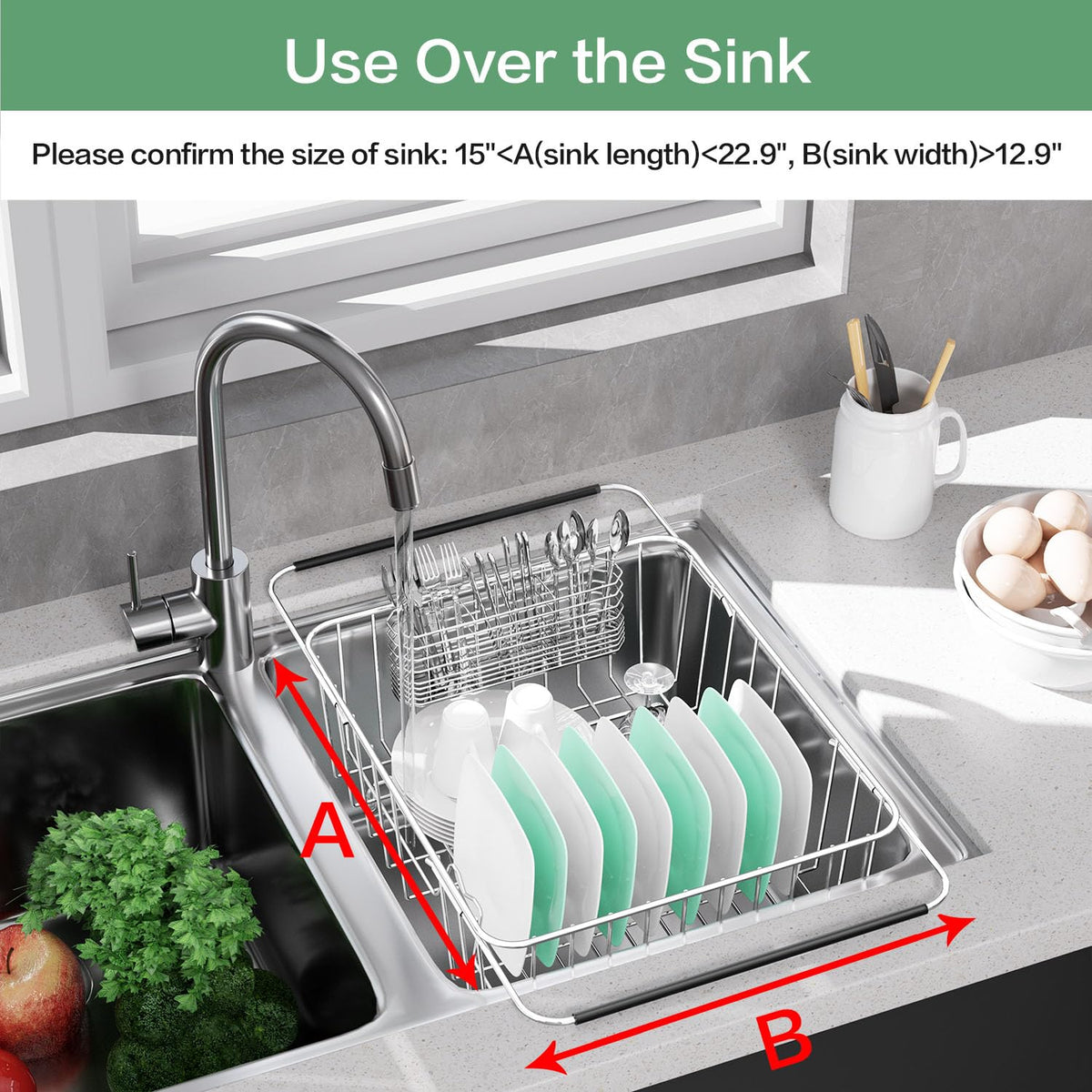 Fanbsy stainless silverware holder keeps utensils organized and dry.
