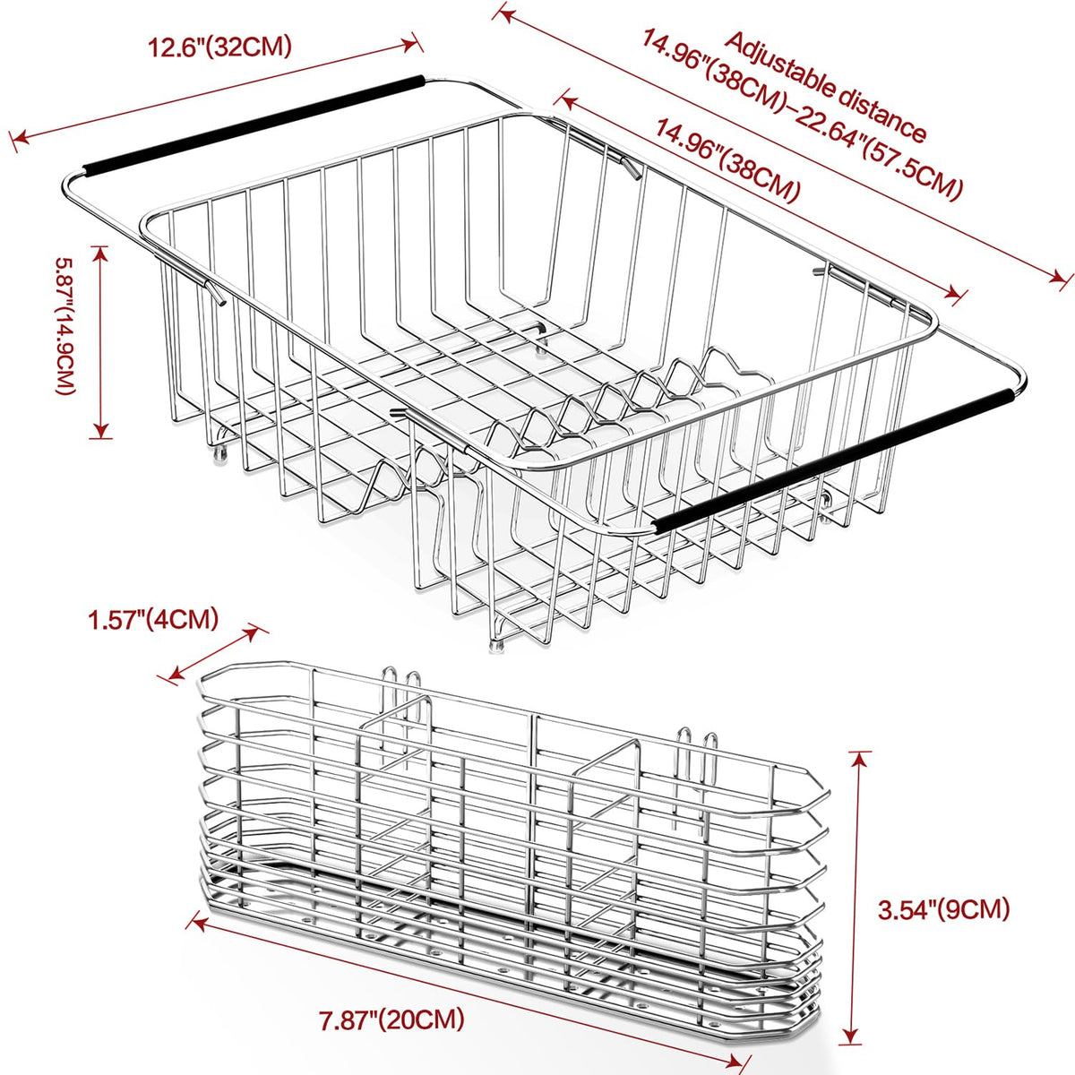 Fanbsy stainless steel dish rack close-up highlighting rustproof build.