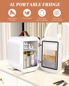 FANSEXPERT 4L storage with adjustable shelf keeps drinks and skincare organized.