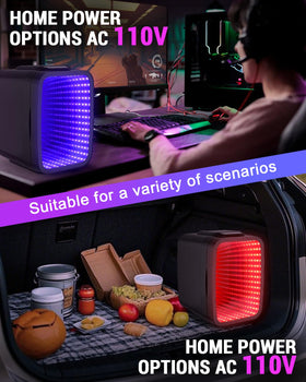 FansExpert compact fridge includes car and home power cords for portable use