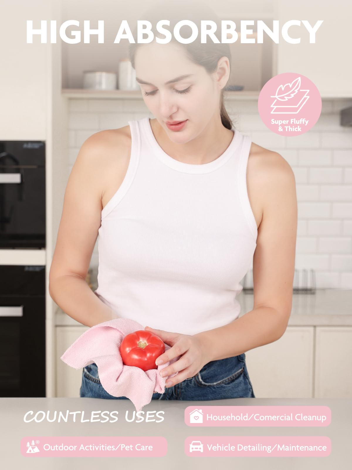 Fantasticlean 300gsm microfiber cloths provide high absorption for wet messes.
