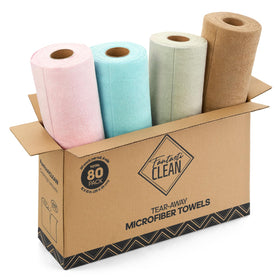 Fantasticlean Tear-Away pink dish cloth roll for quick spill cleanup