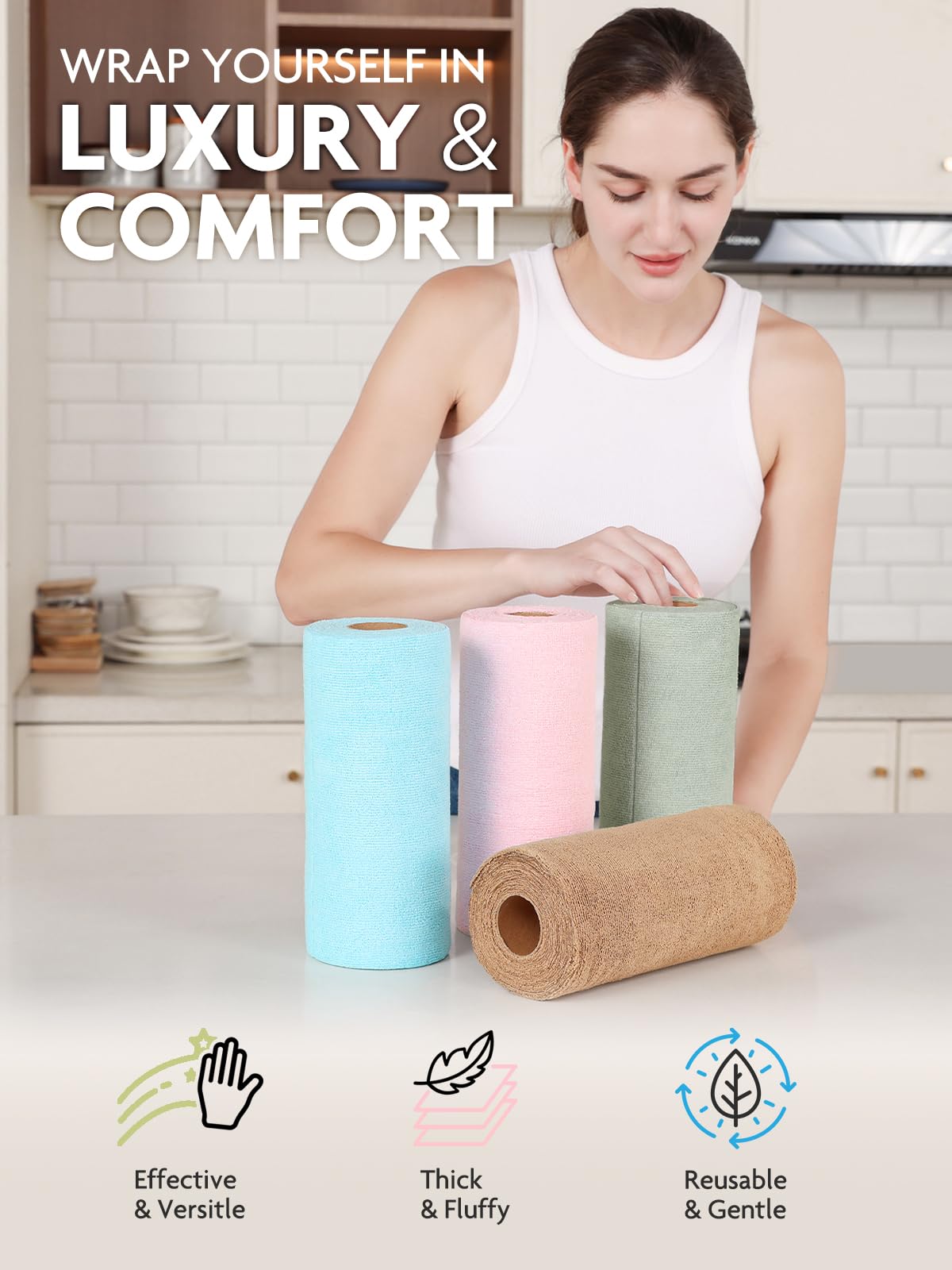 Fantasticlean Tear-Away tan dish cloth roll for everyday kitchen cleaning