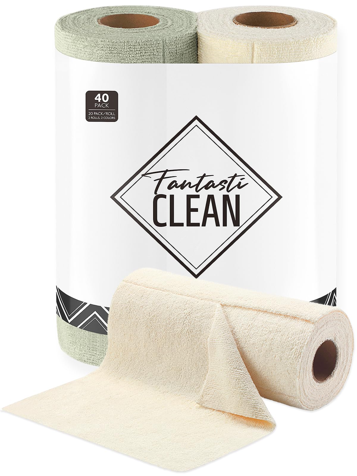 Fantasticlean tear away dish cloths on rolls for quick kitchen cleanup.