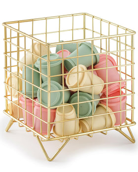 FantasyLife K Cup Holder Organizer in gold metal finish stores coffee pods neatly on the counter.