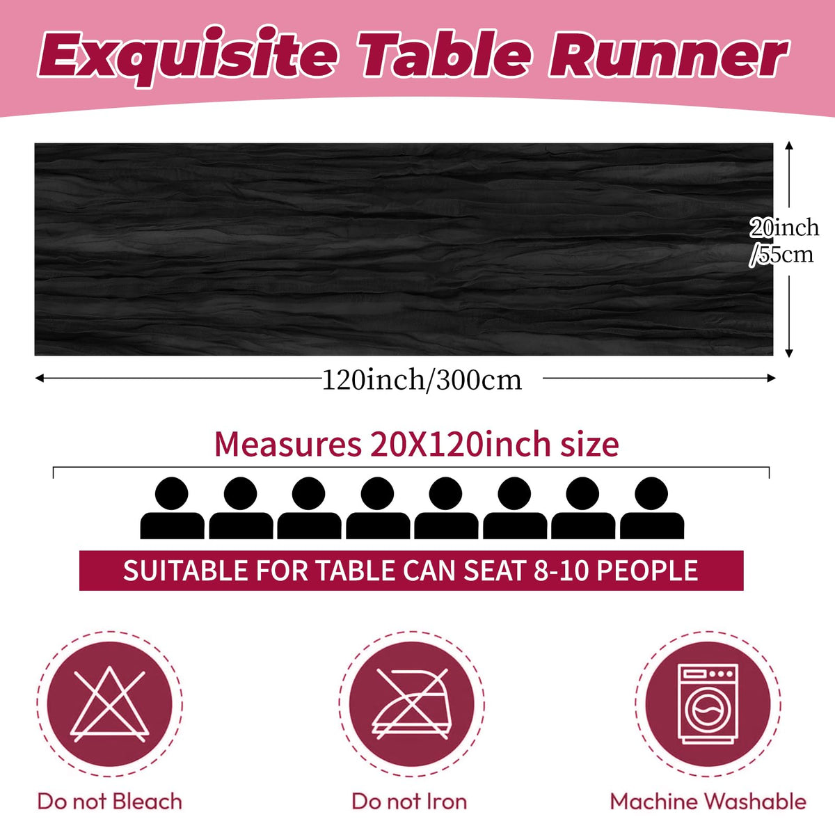 FANTEKE 20x120 inch cheesecloth runner drapes gracefully over banquet table