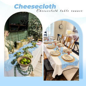 FANTEKE cheesecloth runner decor for dessert table, soft drape and gentle sheen.