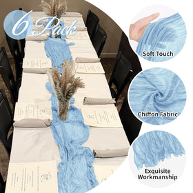 FANTEKE baby blue cheesecloth texture close-up, wrinkle detail enhances rustic charm.