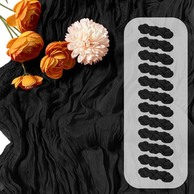 FANTEKE black cheesecloth table runner draped on a rustic table, elegant setting