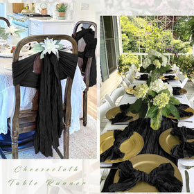 FANTEKE black cheesecloth runner for baby shower dining, soft ambiance