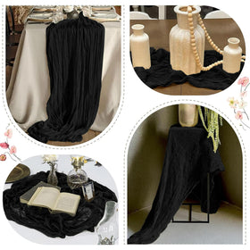 FANTEKE cheesecloth runner accents mantel or shelves with soft texture