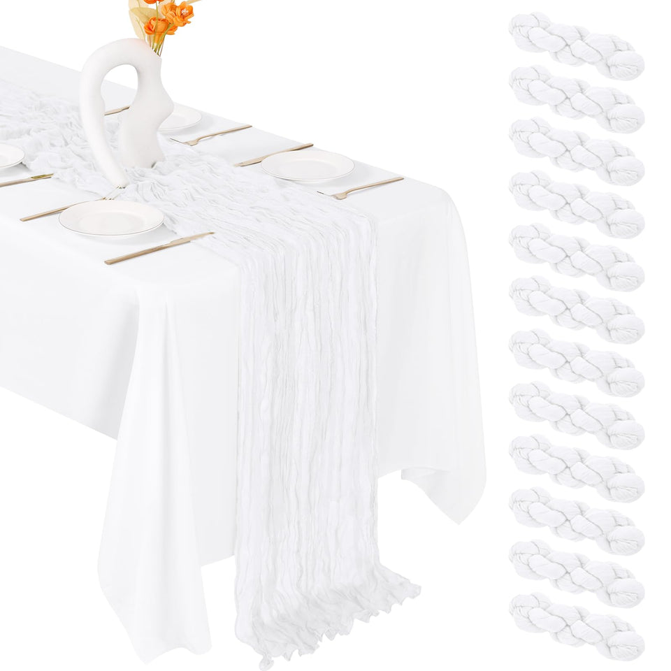 FANTEKE cheesecloth table runner with wrinkle texture enhances elegant tables