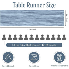 FANTEKE dusty blue cheesecloth runner shows wrinkle texture for elegant banquet setups