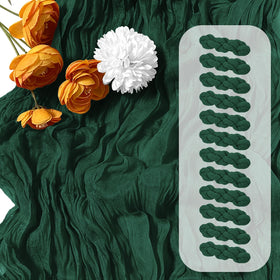 FANTEKE emerald green cheesecloth runner draped elegantly on a table for wedding decor