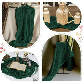 FANTEKE emerald green cheesecloth runner features durable polyester and easy care