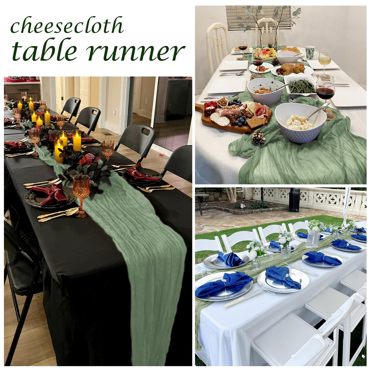 FANTEKE sage-green table runner durable and easy to care.