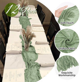 FANTEKE sage green cheesecloth wedding table-scene adds soft elegance.