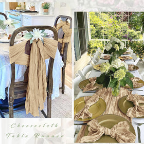 FANTEKE wedding decor cheesecloth creates romantic table setting with semi-sheer mood.