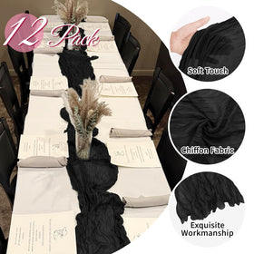 FANTEKE wedding table decor cheesecloth runner in black adds chic ambiance