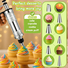 FANTEXY six-nozzle set enabling varied piping patterns for cupcakes and cookies