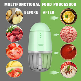 Fanxieast mini chopper on the kitchen counter highlighting portability for quick meals