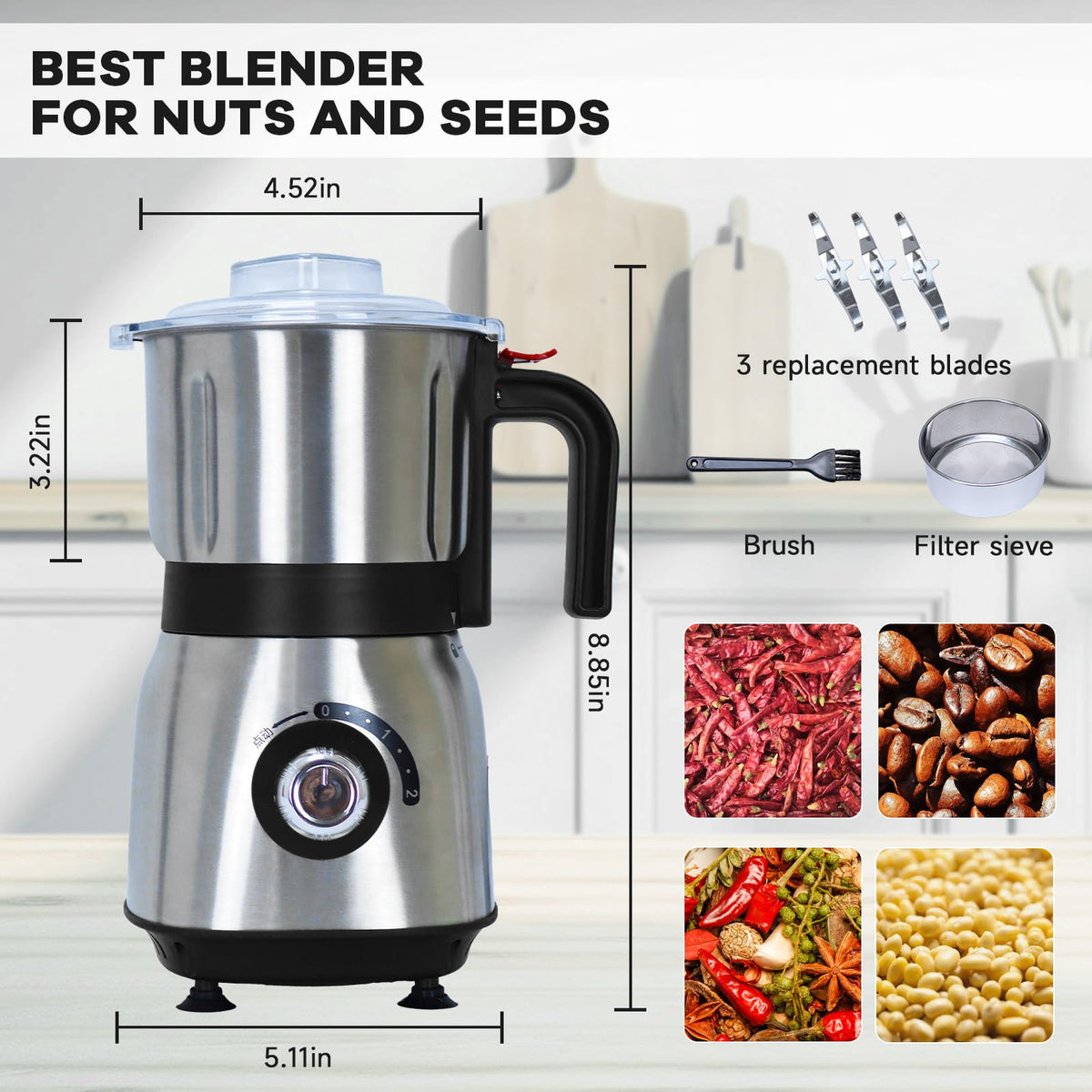 FAOFER grinder with filter included for easy post-grind cleanup.