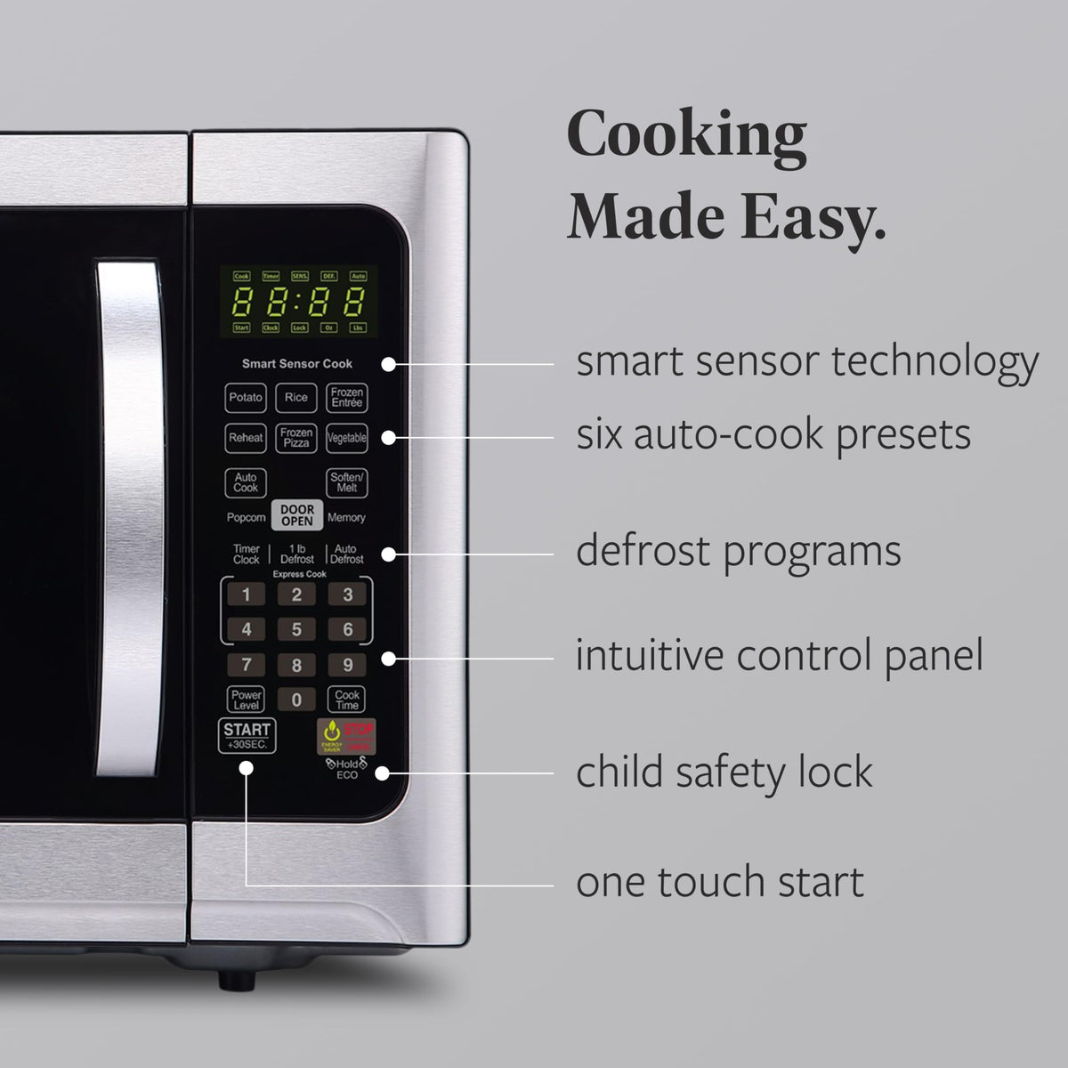 Farberware microwave digital display with clock for easy timing
