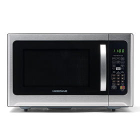 Farberware 1000W microwave front view in stainless steel for quick meals