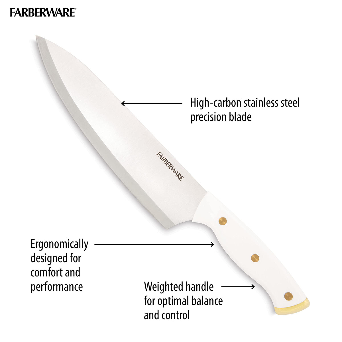 Farberware 7 inch Santoku knife versatile for chopping and dicing