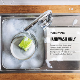 Farberware bamboo cutting board small 6x8 with handles for easy carry.