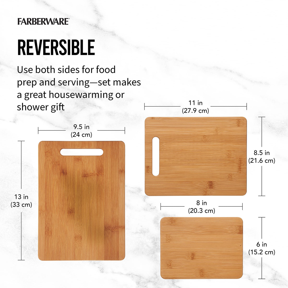 Farberware bamboo cutting board small 6x8 top view for quick tasks.