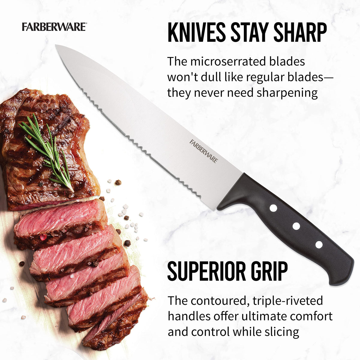 Farberware 8-inch bread knife ready for crusts and crumbly bread slices.