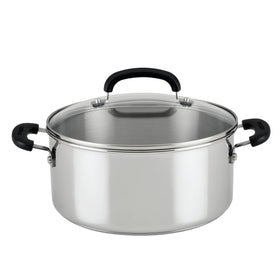 Farberware Brilliance 5qt dutch oven with lid on delivers even heating on all cooktops
