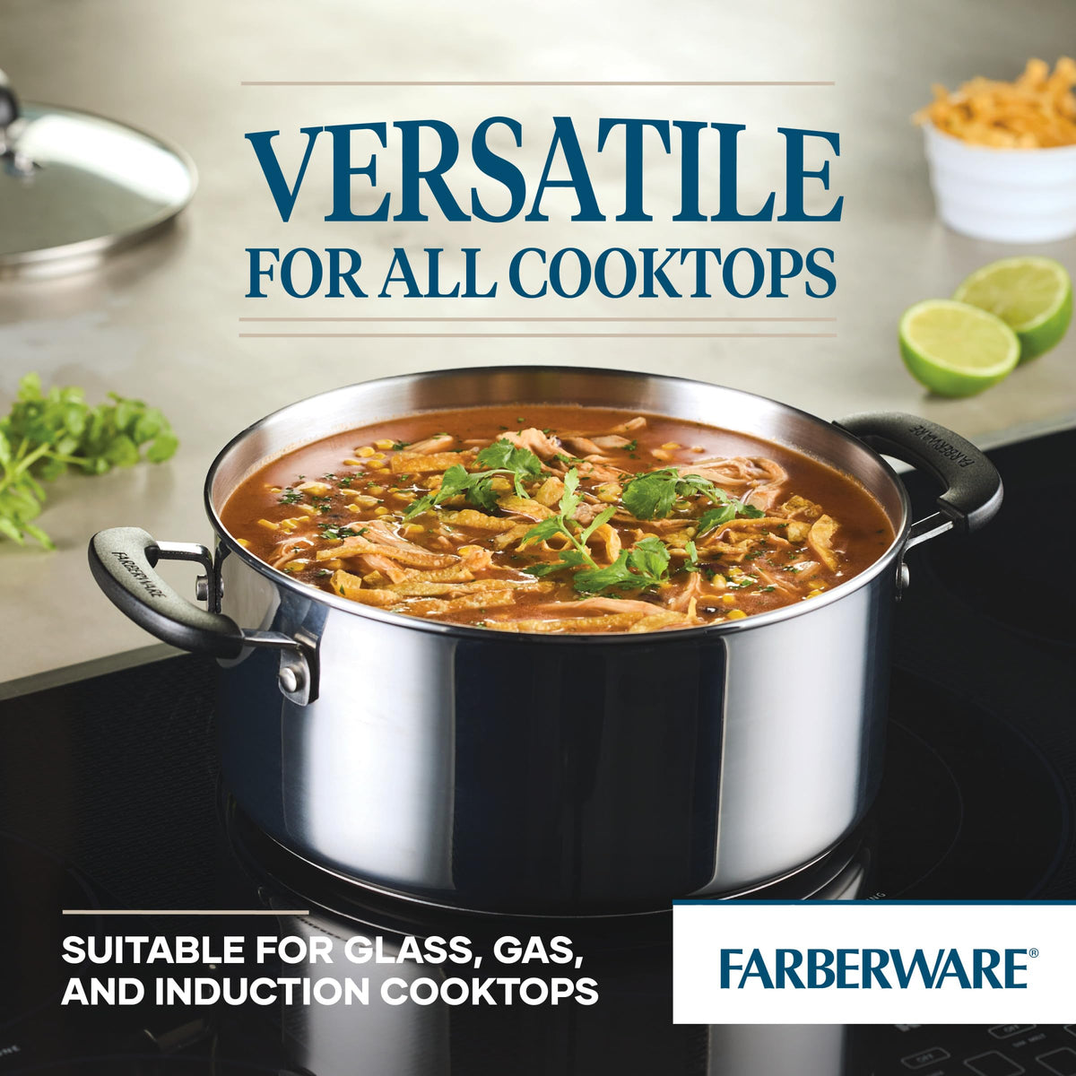Farberware Brilliance dishwasher-safe and oven-safe up to 350°F for easy cleanup and cooking