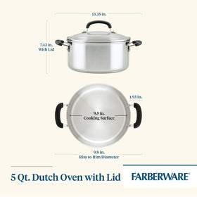 Farberware Brilliance encapsulated base highlights durable, warp-resistant heat distribution