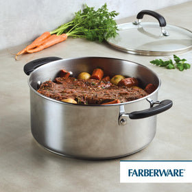 Farberware Brilliance kitchen-scene shows versatile Dutch oven use in daily cooking