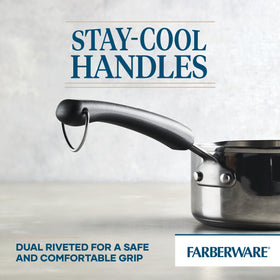 Farberware Brilliance dishwasher-safe pan for easy cleanup.