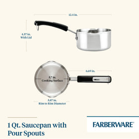Farberware Brilliance saucepan with even-heating encapsulated base.