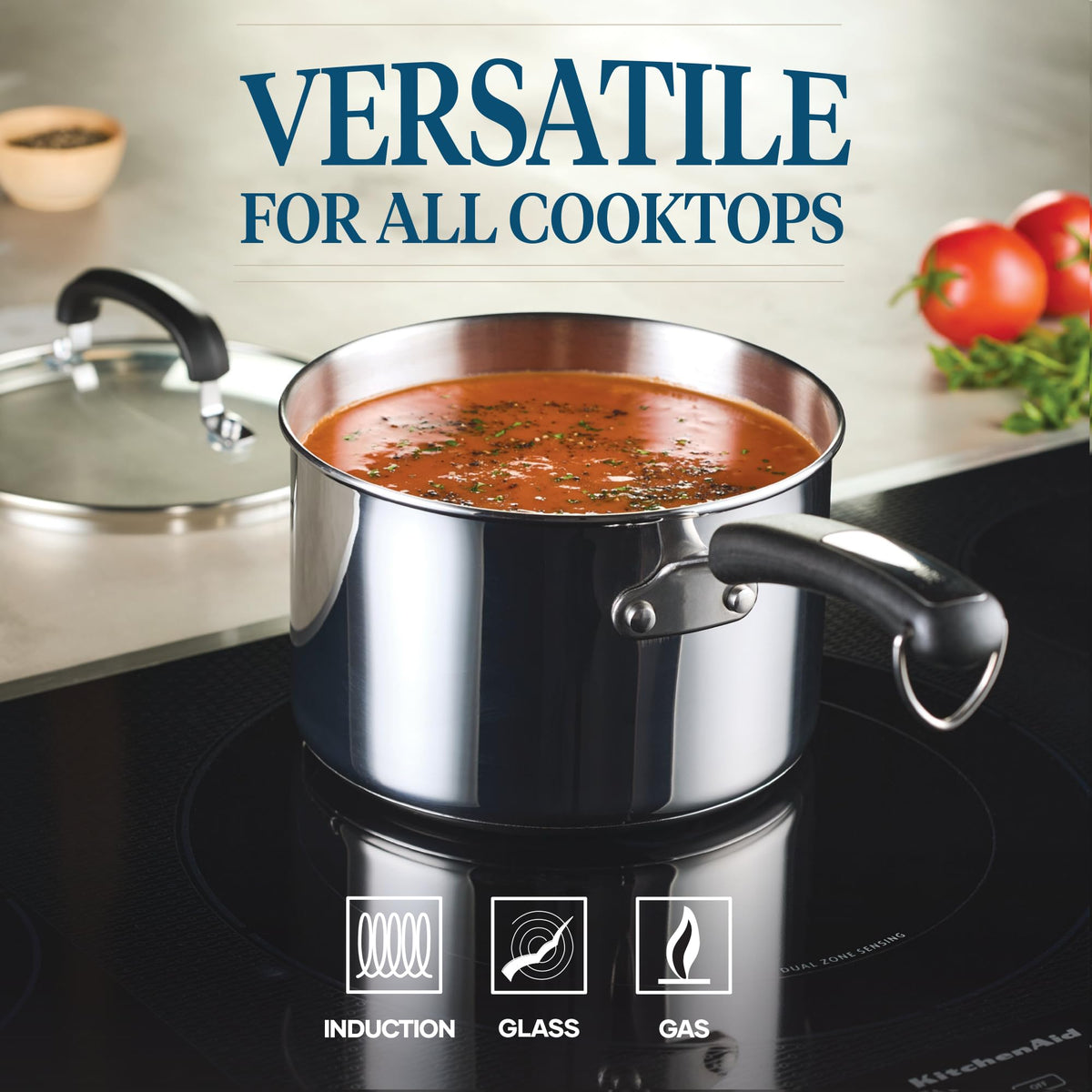 Farberware Brilliance stay-cool handles provide a secure grip during cooking