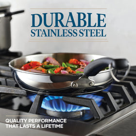 Farberware Brilliance tempered-glass lids let you monitor meals easily