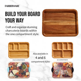 Farberware Build-A-Board built-in compartment keeps charcuterie organized during serving.