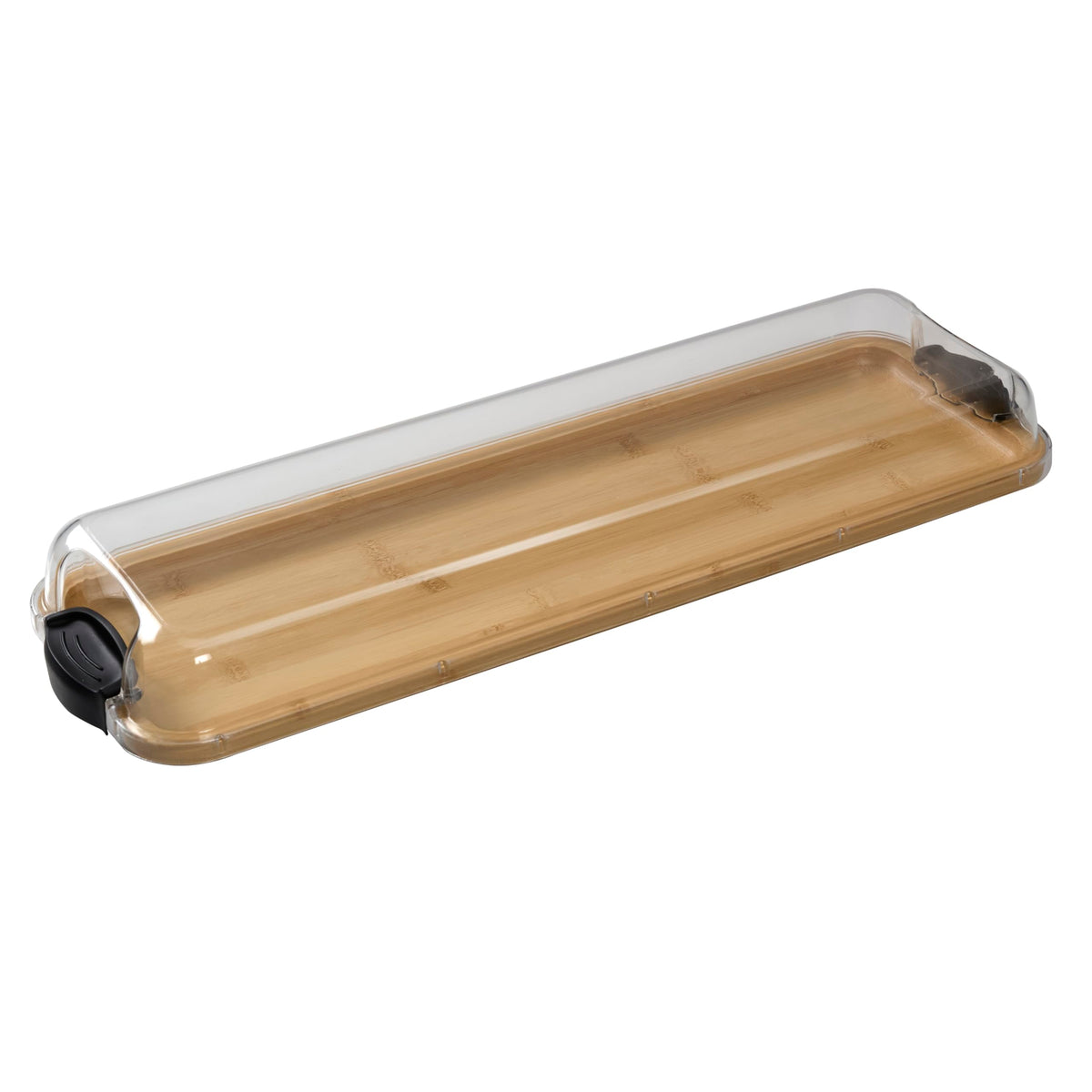 Farberware Build-a-Board lid locked, keeps ingredients fresh during transport.