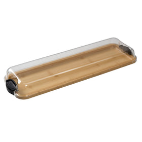 Farberware Build-a-Board lid locked, keeps ingredients fresh during transport.