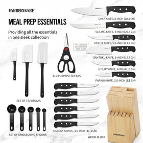 Farberware 8-inch chef knife for precise slicing and control.