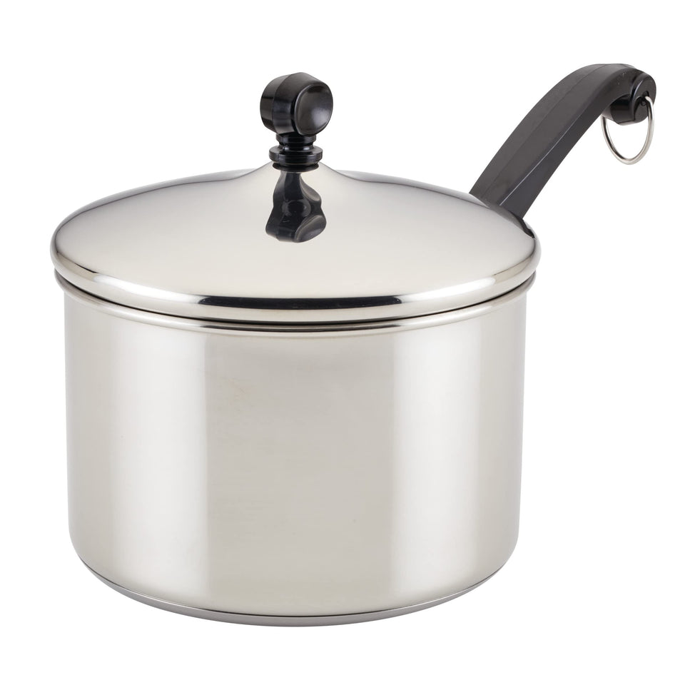Farberware Classic 3qt saucepan base heat for rapid, even heating on the stovetop.