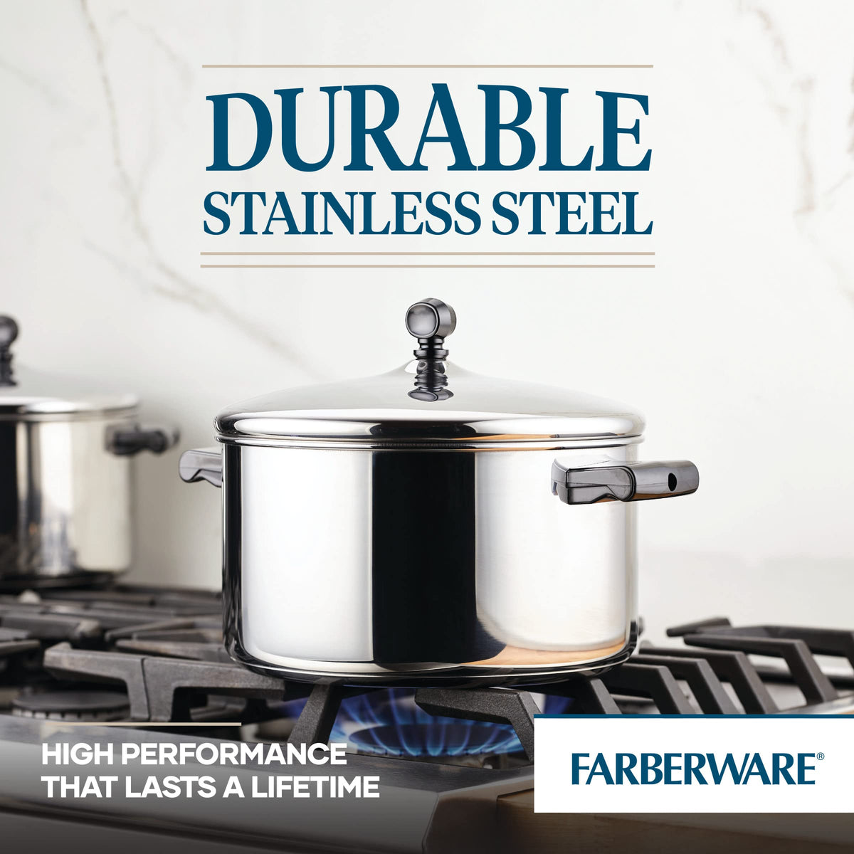 Farberware 6-quart stockpot lid self-basting for moisture retention