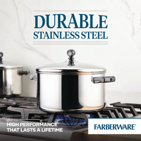 Farberware 6-quart stockpot lid self-basting for moisture retention