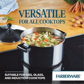 Farberware Classic stockpot on stove delivers steady simmering