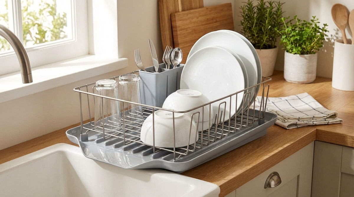 Farberware Classic dish rack high-capacity drying basket accommodates cookware.
